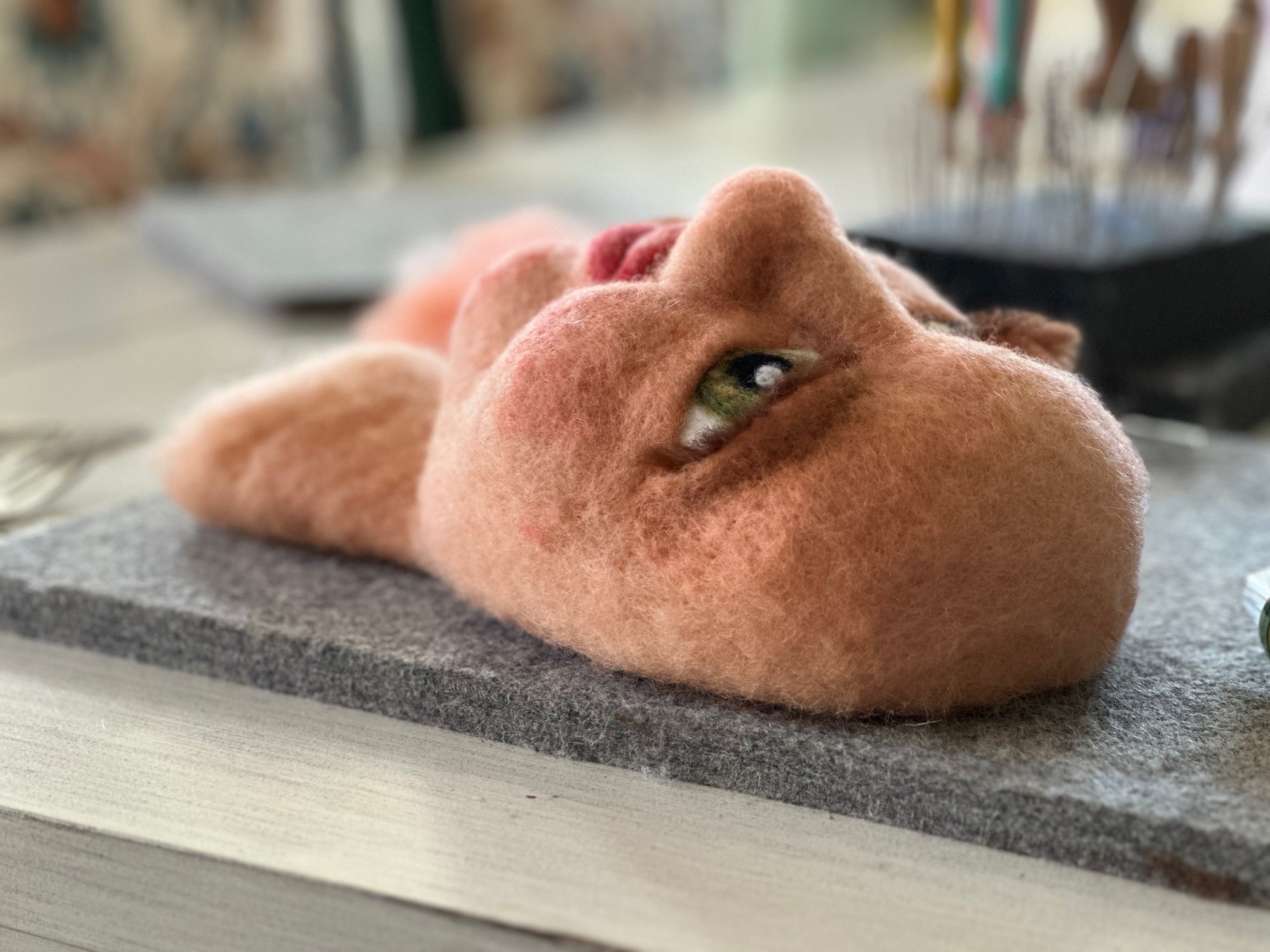 Needle felted Spring Sculpture