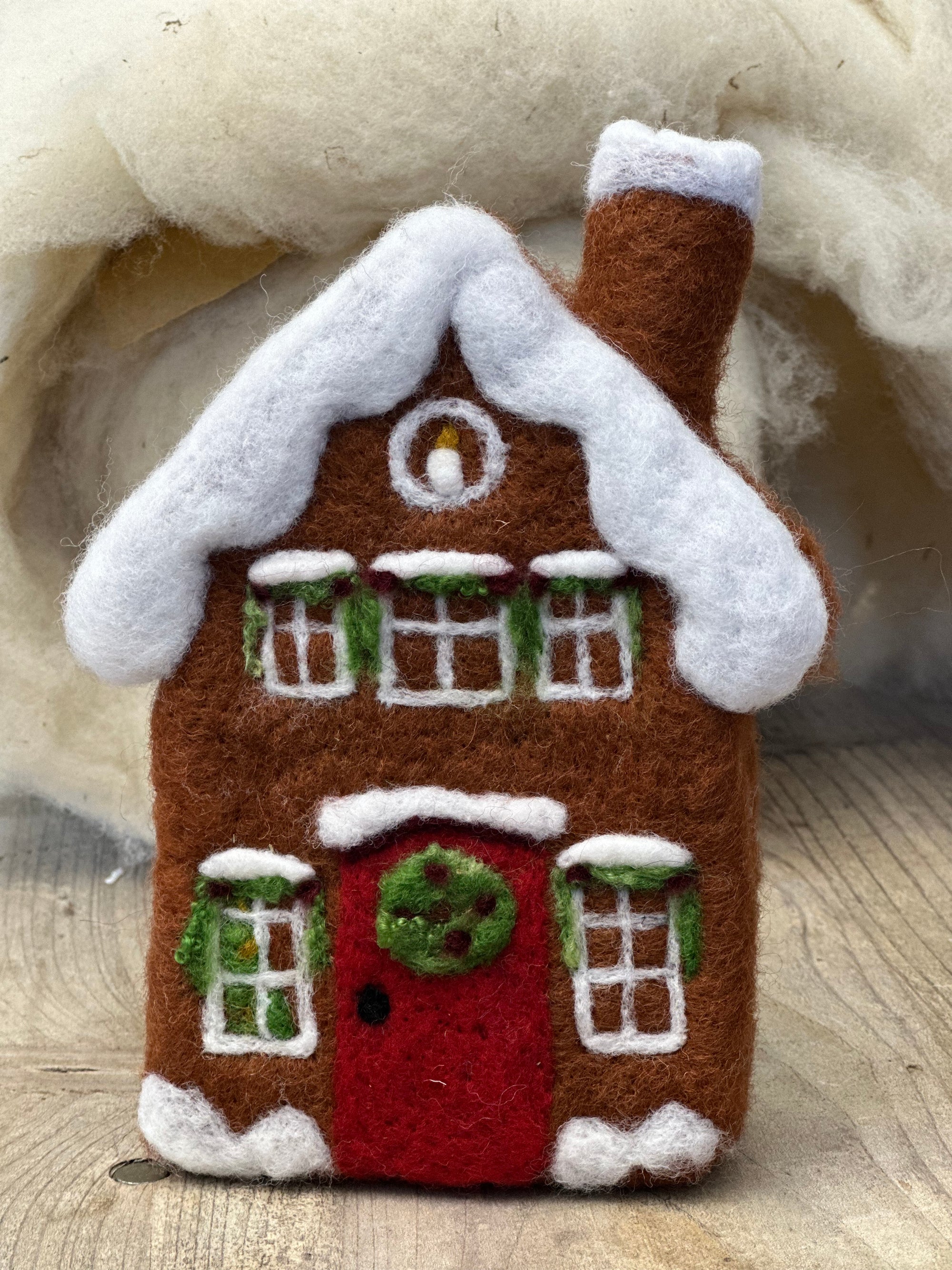 Needle Felted Gingerbread house available as class and kit