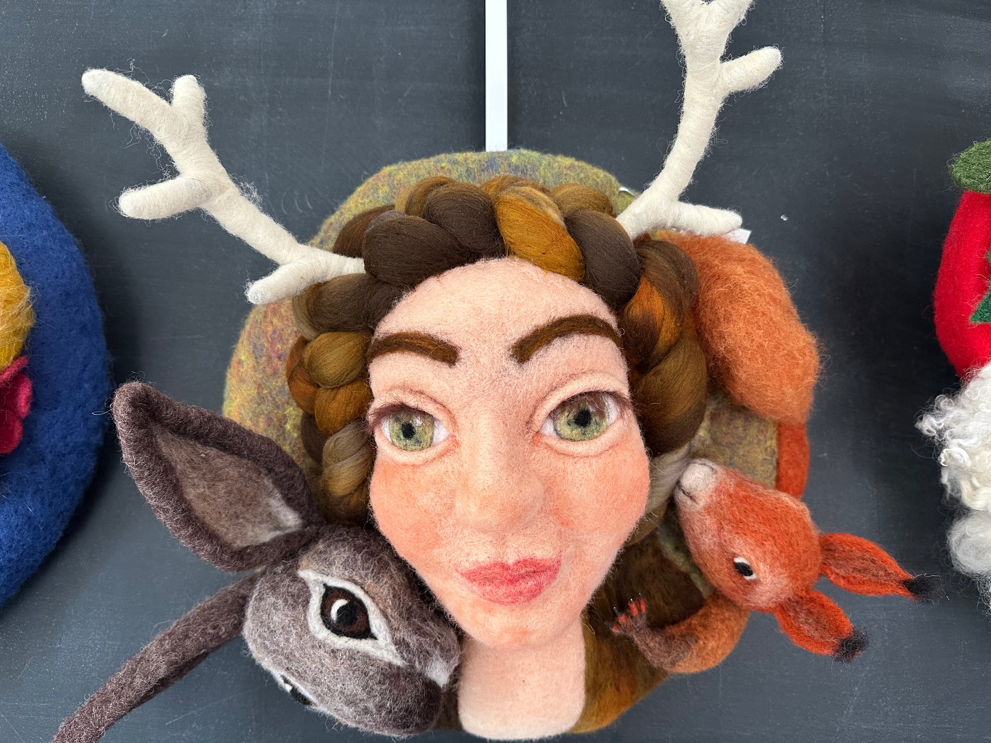 Needle felted 3d wall hanging season of fall
