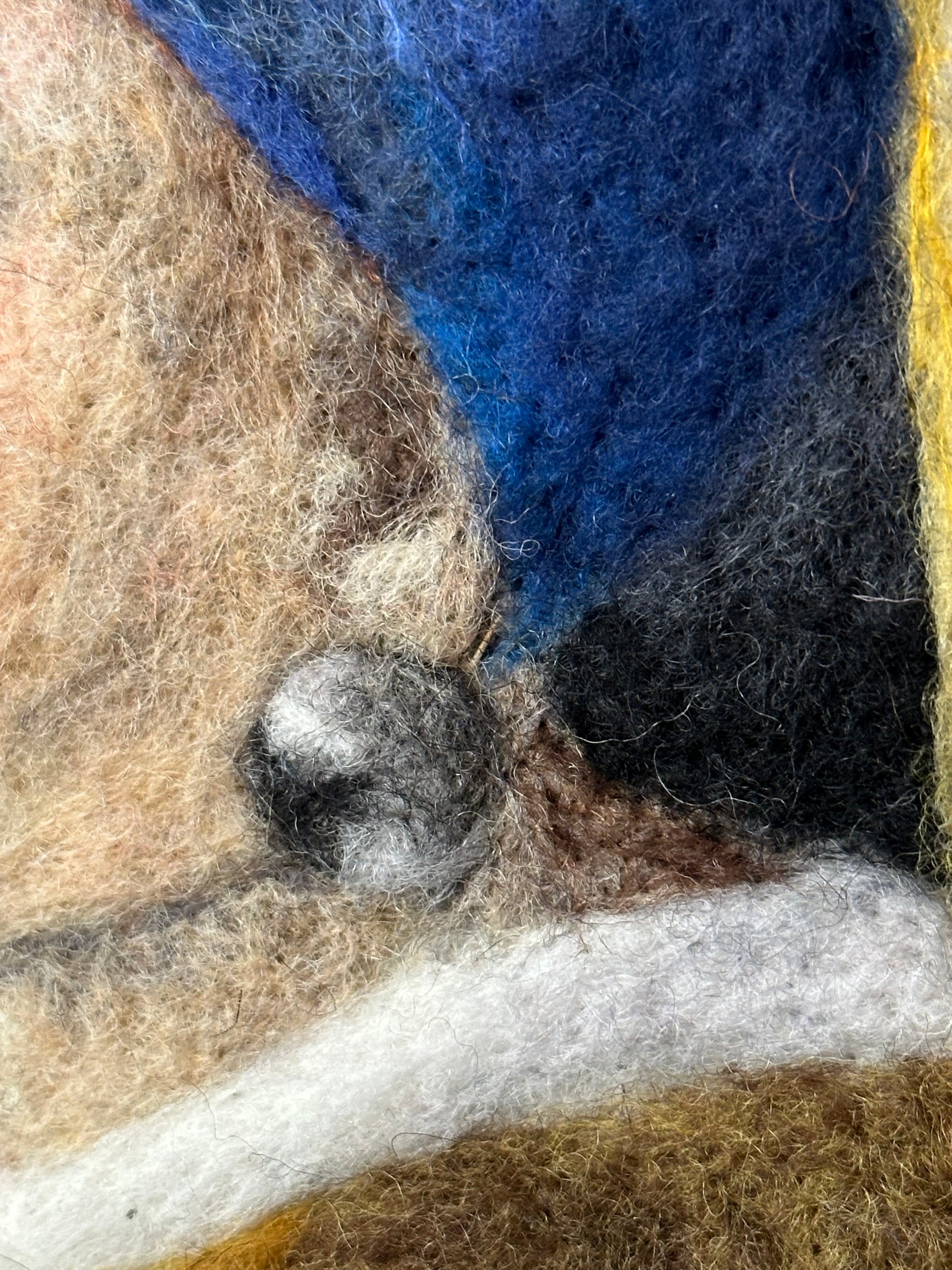 Needle felted picture, inspired by the Girl with the pearl earring