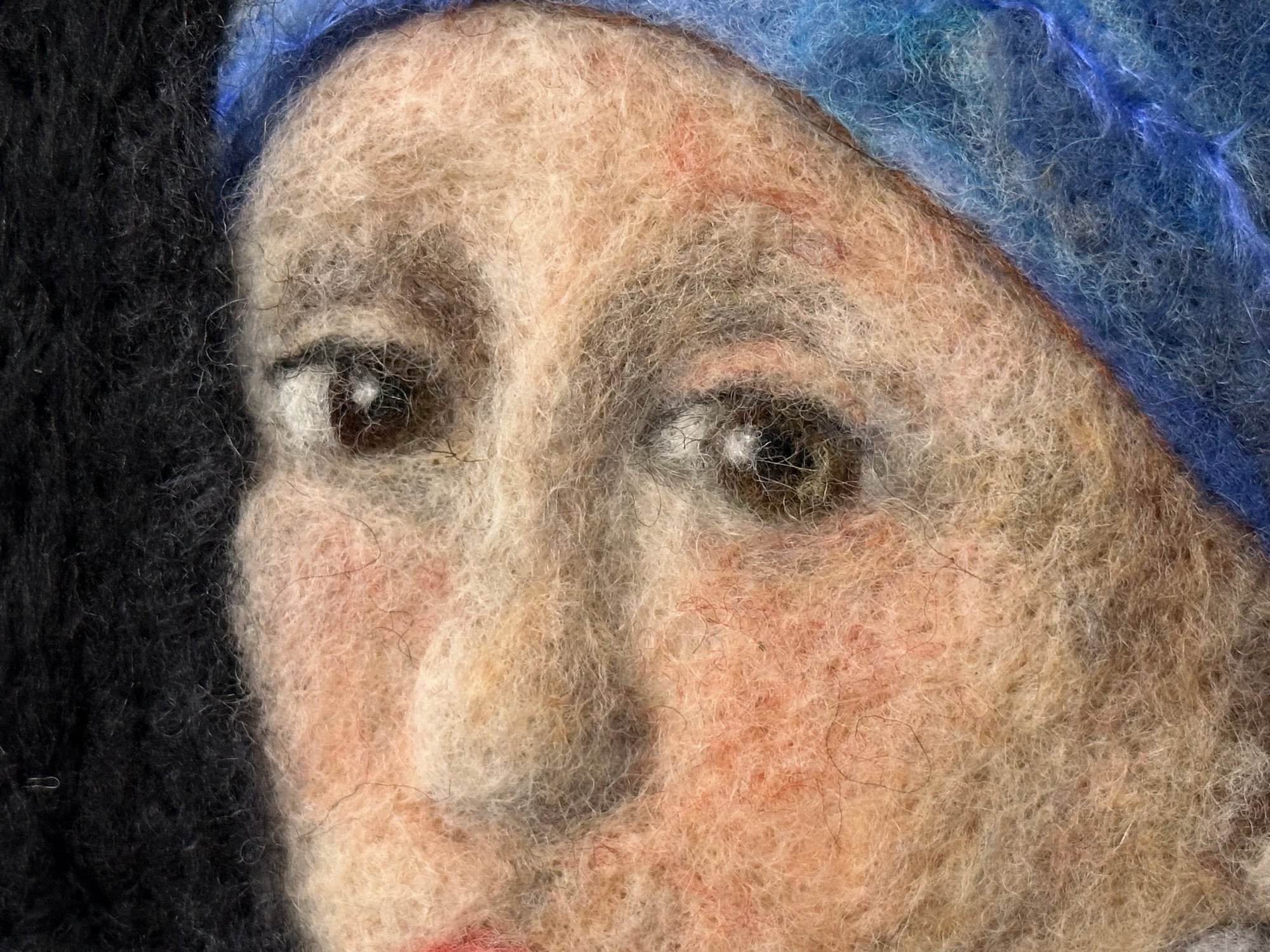 Needle felted picture, inspired by the Girl with the pearl earring
