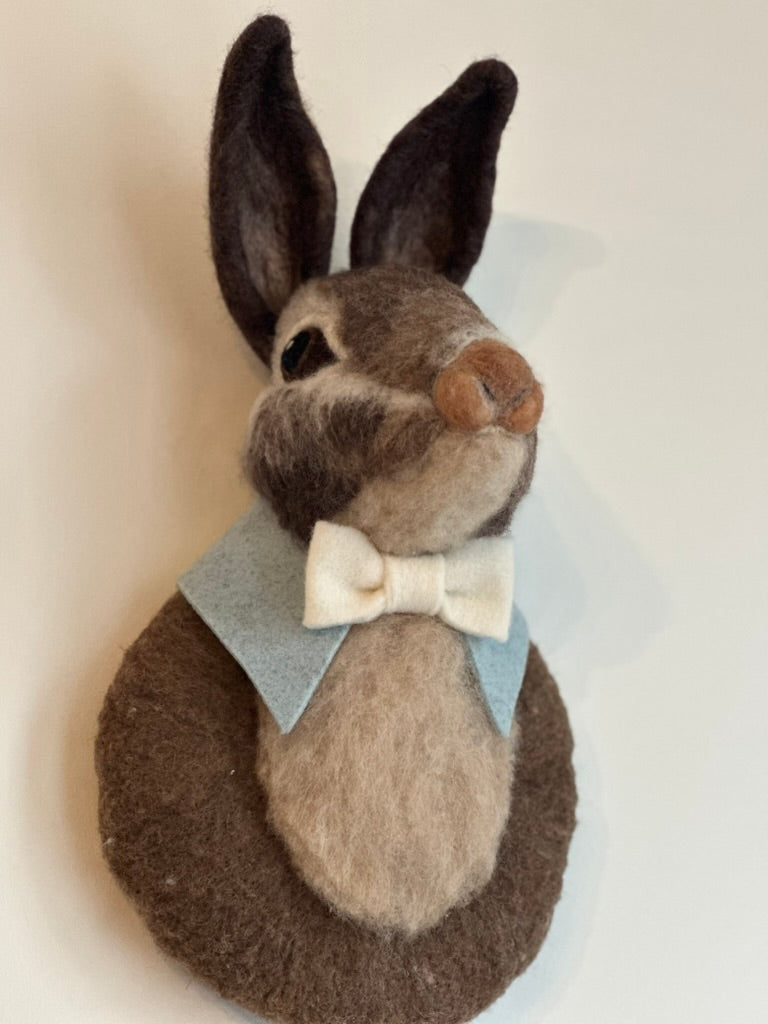 needle felted rabbit  trophy head, available in class and kit