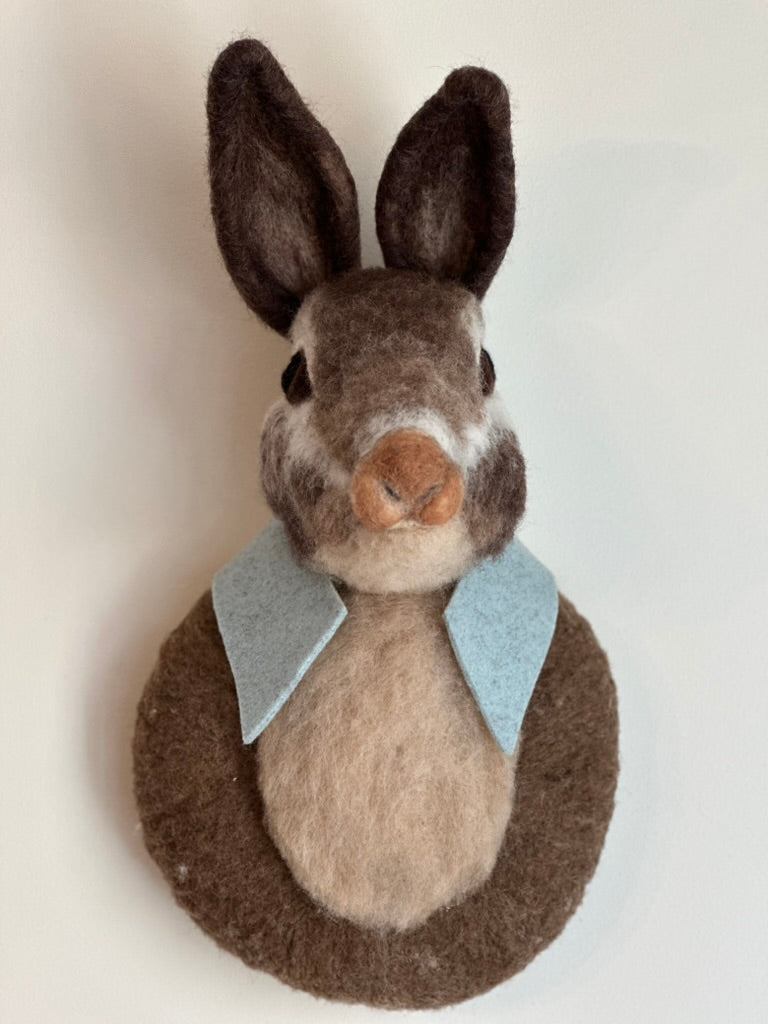 needle felted rabbit  trophy head, available in class and kit