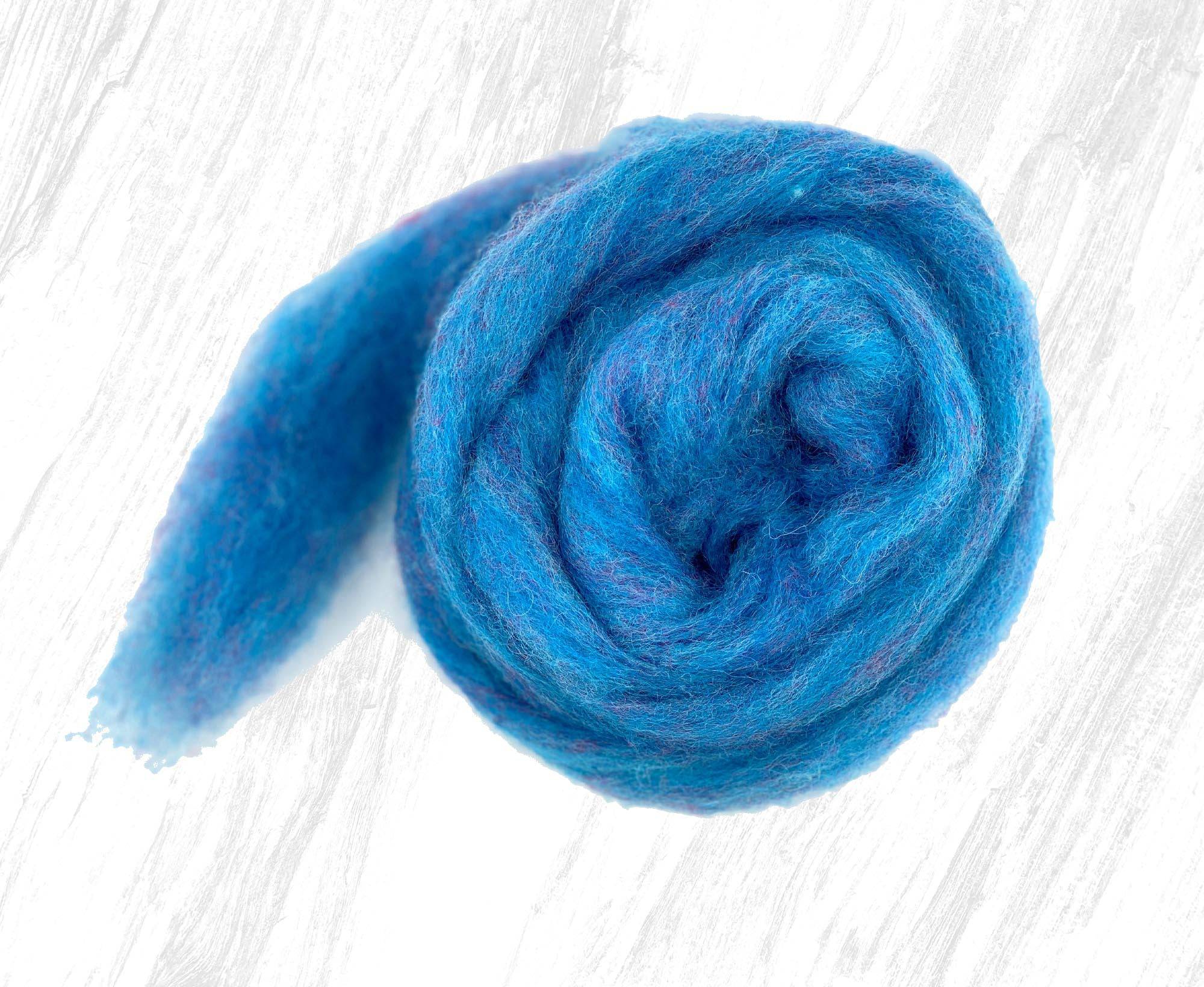 World of Wool roving, blueberry pie