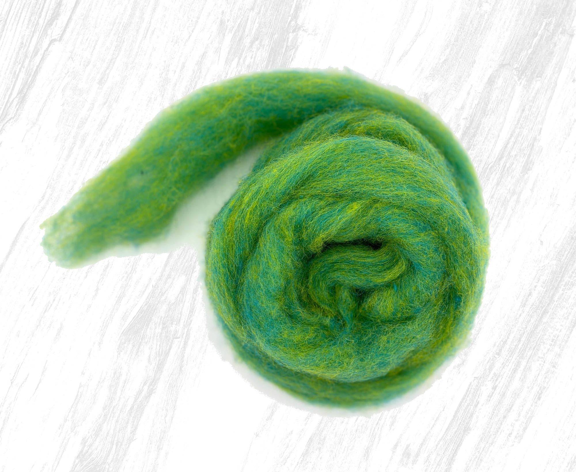 World of Wool roving, lemon lime