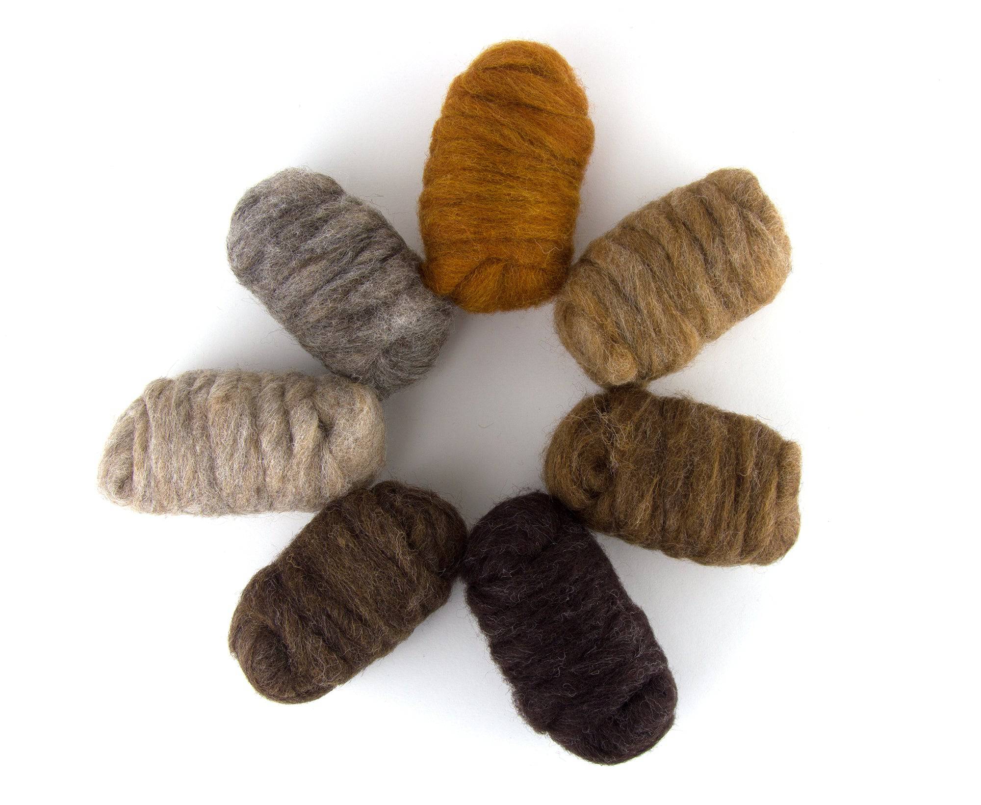 World of Wool roving, woodland bundle