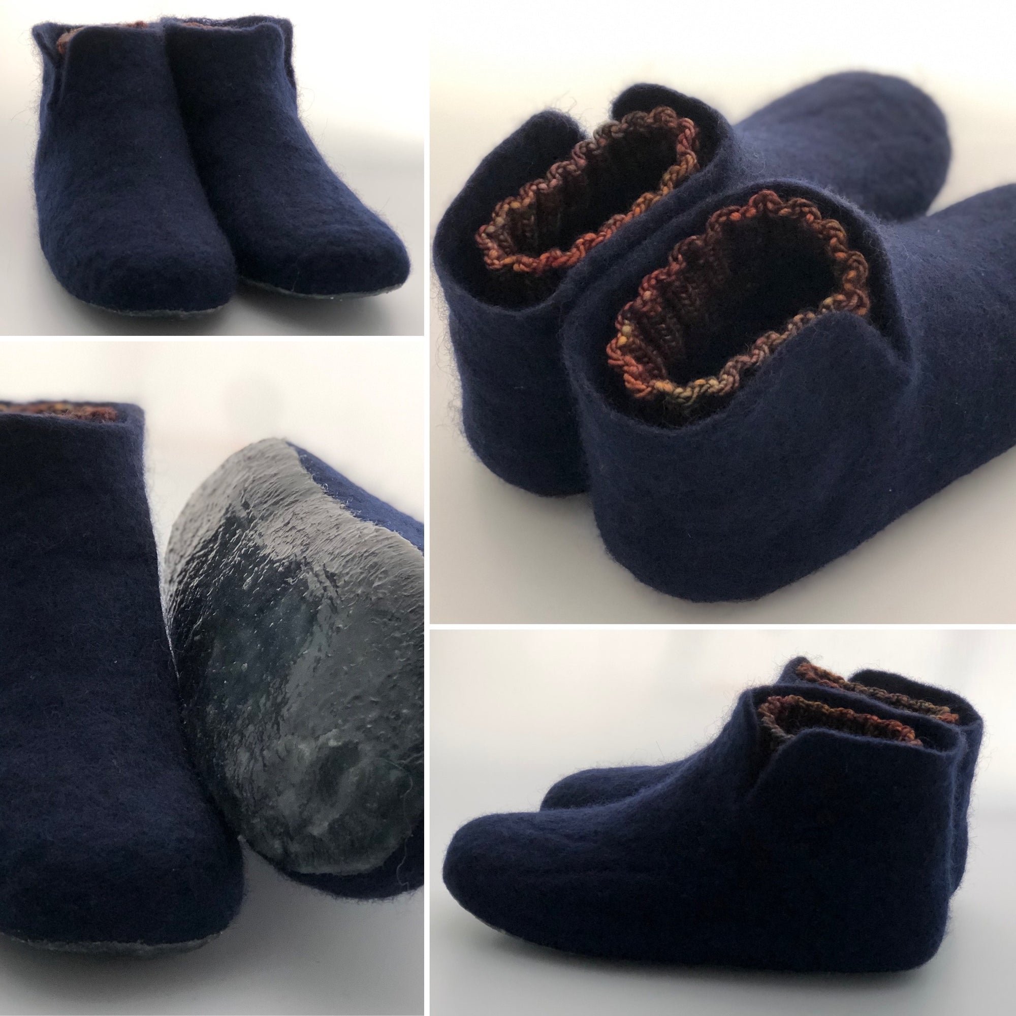 Blue felted Slippers women 8.5