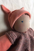 Load image into Gallery viewer, first baby doll, cuddle doll, cotton velour doll, waldorf doll, snuggle doll, toddler doll, nursery gift, baby shower gift
