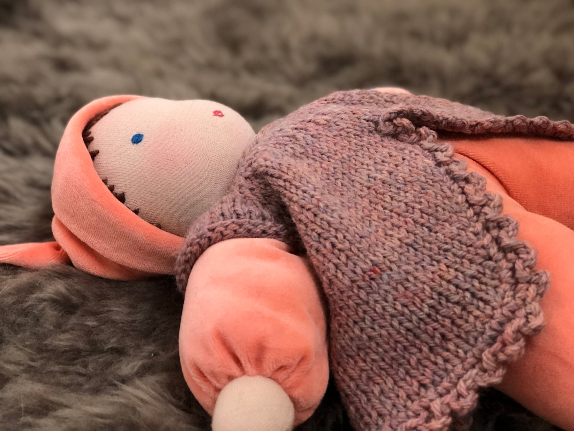 first baby doll, cuddle doll, cotton velour doll, waldorf doll, snuggle doll, toddler doll, nursery gift, baby shower gift, wool, Waldorf inspired doll, Waldorf inspired, Waldorf doll, Steiner doll, natural materials, fiber art doll, doll, cotton, Cloth doll, art doll, boy, girl, toy, play, role play