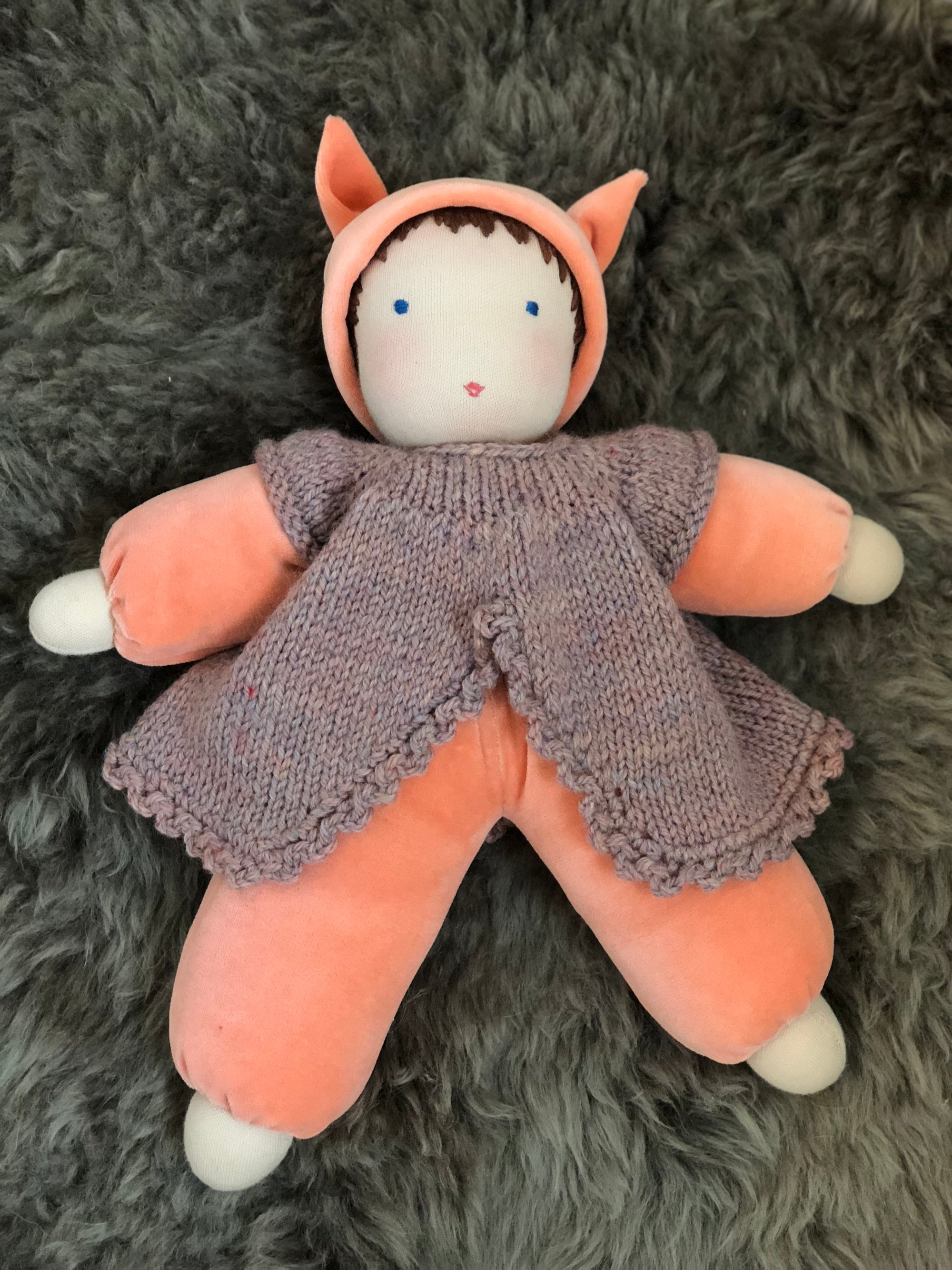 first baby doll, cuddle doll, cotton velour doll, waldorf doll, snuggle doll, toddler doll, nursery gift, baby shower gift, wool, Waldorf inspired doll, Waldorf inspired, Waldorf doll, Steiner doll, natural materials, fiber art doll, doll, cotton, Cloth doll, art doll, boy, girl, toy, play, role play
